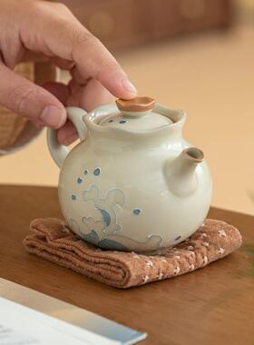 用冰台浮雕海浪陶瓷花边壶茶83519家茶壶单壶功夫泡陶瓷茶具新中
