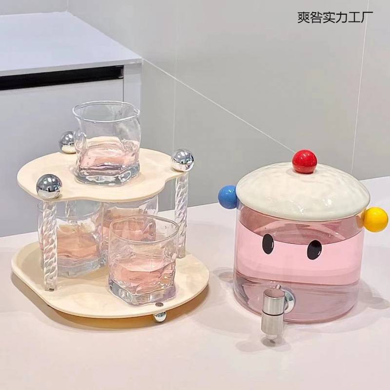 玻璃耐高温冷水壶带龙头水壶套装大容量家用夏季凉水壶饮料冰块桶