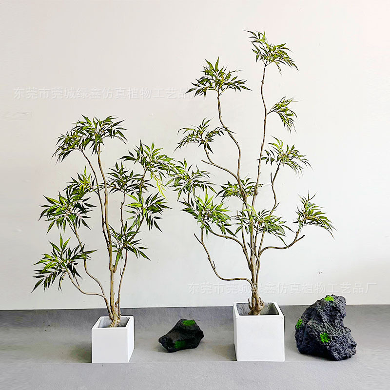 绿植物盆景客厅橱窗装饰摆件仿真黄天竺盆栽装饰树仿真绿植摆件