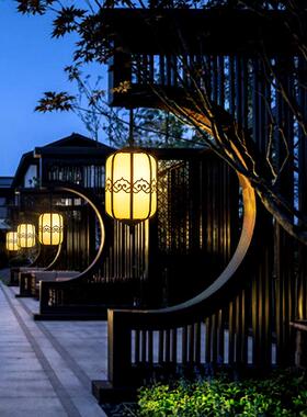 新中式户外门厅吊灯灯户外防水观庭院吊仿云景别墅凉亭石91818大