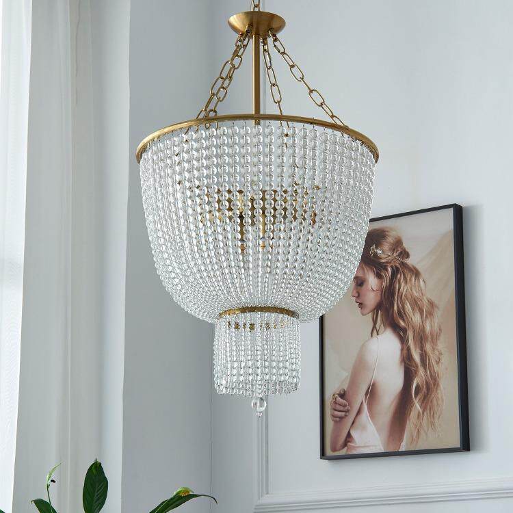 新款田 浪漫水287晶灯法式美式复吊古卧室餐厅客厅园衣帽间奢轻灯