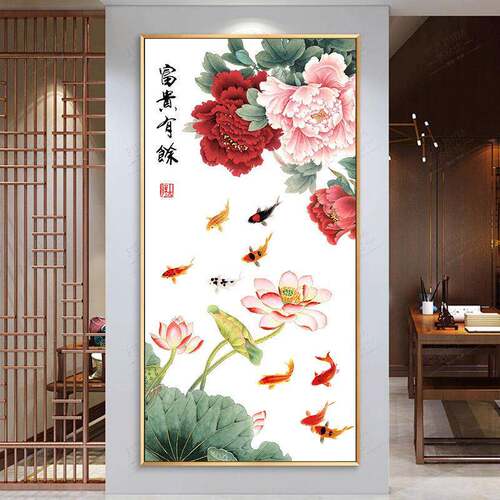 入户玄关装饰画画现代开简壁约锦锂鱼图厅花富CY111CY客贵走廊过