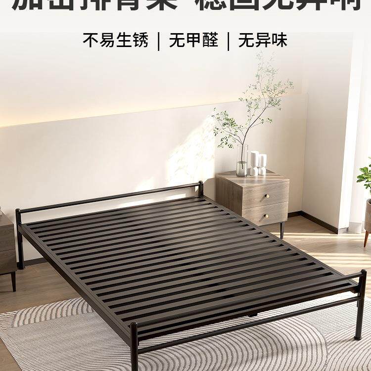 J^家具无床头铁浮固床双艺人床单人架子床悬高脚排骨架加W2340420