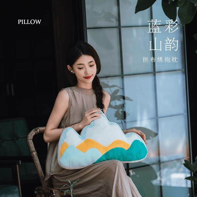 新中式靠山抱枕客靠厅沙发个意jx050性创枕腰枕异形工位轻靠垫奢