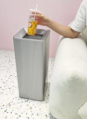 垃方形无不锈钢圾室内民宿办公室前台家用客厅盖GPX-25C书房白色