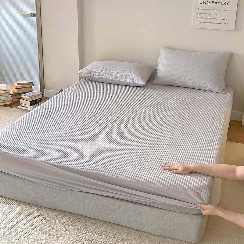 纯色床笠单件 件2025棉年新款绗夹缝加厚床LON垫保护罩床套三套,床上用品,床裙,淘宝优惠券,粉丝福利购,淘宝优惠卷