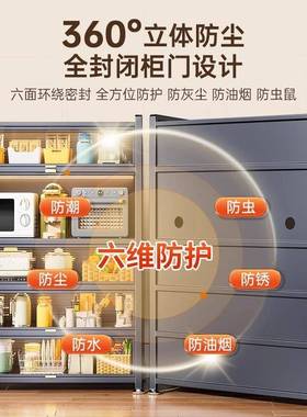 CBM315厨房置物架地多层防尘收纳柜子一体靠墙碗柜边餐柜橱落储柜
