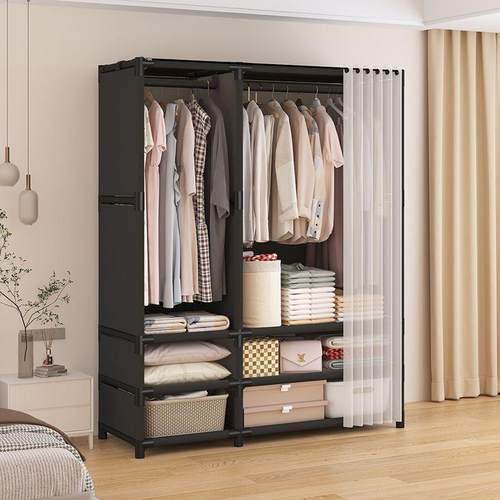 衣日系QIK防尘简易柜家用卧室带抽容房屉布衣柜出租收纳柜大量挂