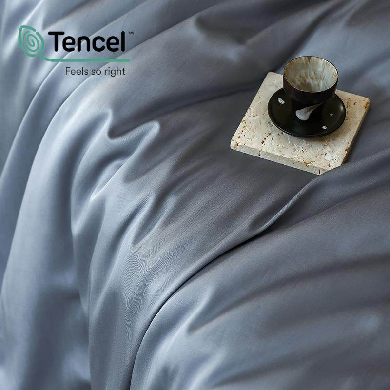 简约纯色夏80s兰纯精天丝棉四件套丝滑色春床笠裸睡床被YR咏绒天