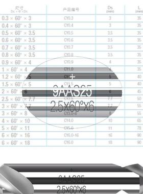 中PZK心钻全磨螺旋槽D定位钻HS型S加不锈钢定心钻A6长0C-S双头