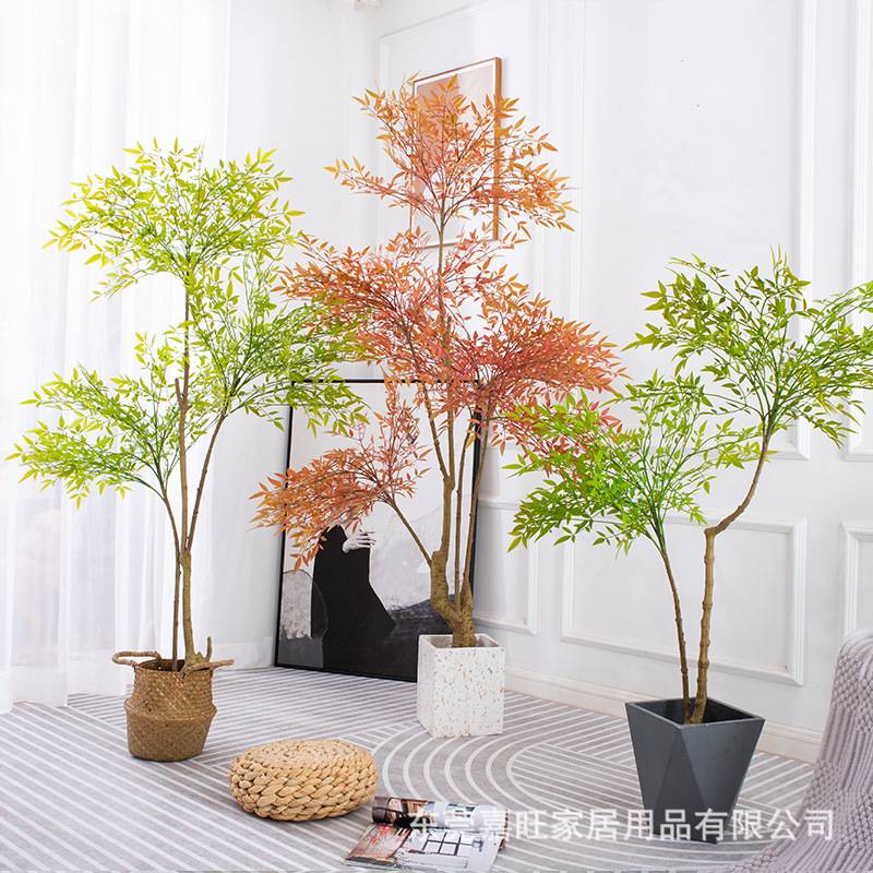 欧式风仿真植物南天竹仿真盆栽仿生绿植盆景假树造景客厅落地花艺