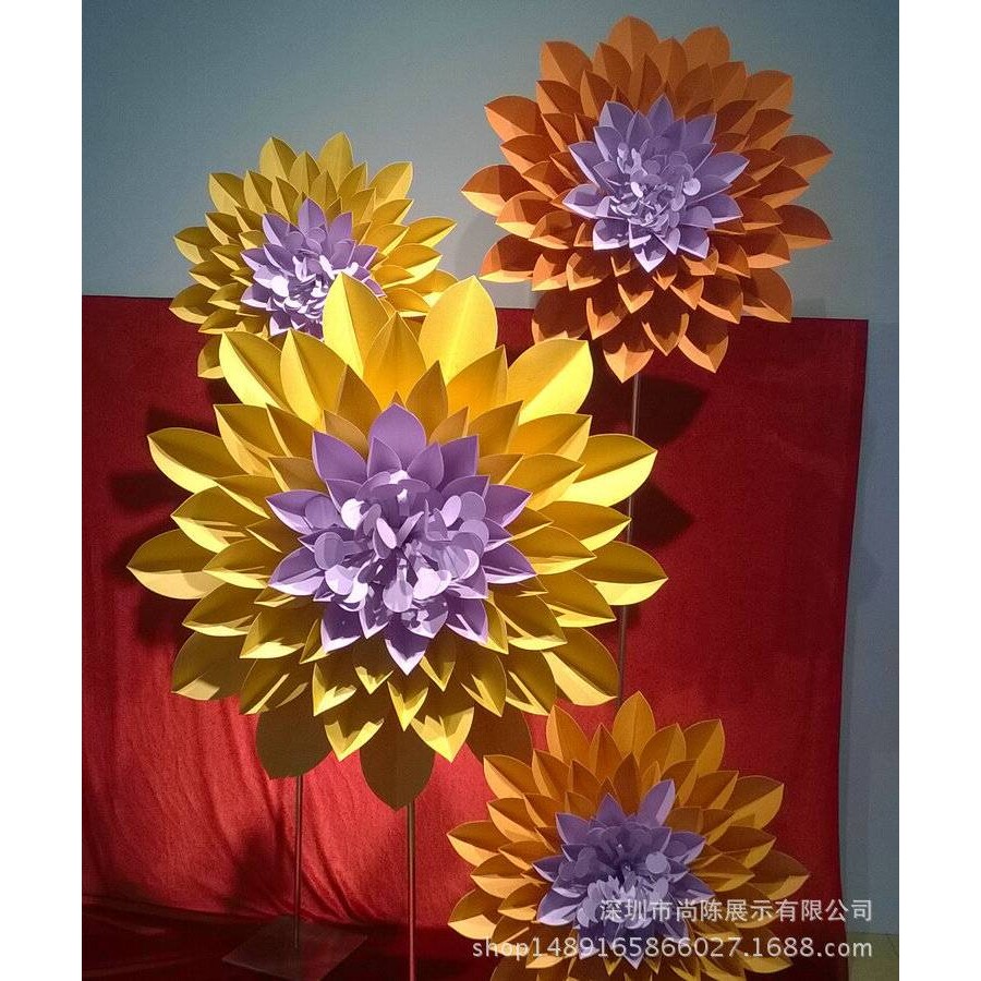 创意手工仿真纸花 橱窗展示装饰花束 婚庆商演场地布景菊花道具