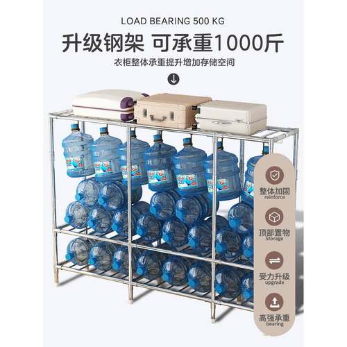 A6T简易衣柜用厚家HZLG-HJY用卧室全钢架布衣出租房柜结实耐加粗