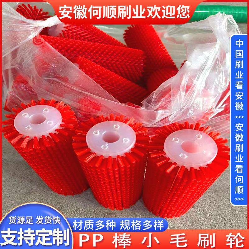 刷业直供工业滚筒小毛刷轮PP清洁除尘小毛刷轮尼龙丝毛刷轮