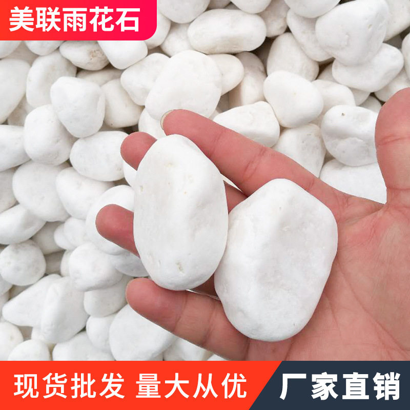 雪花白白色鹅卵石园林铺路机制鱼缸造景园艺多肉盆栽雨花石头