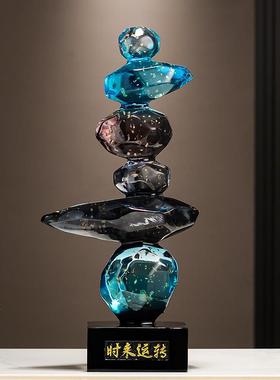 水晶时来运转书房办公室桌面摆件轻奢高档客厅电视柜酒柜装饰摆设