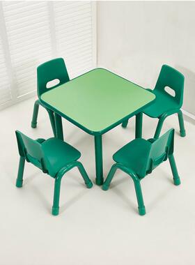 幼儿园桌椅防火板正方桌四人八人桌学习桌儿童花边升降调节桌