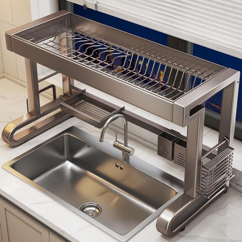 厨房水置物架洗碗池沥碗架上台面碗盘收纳多功能沥水架群裕