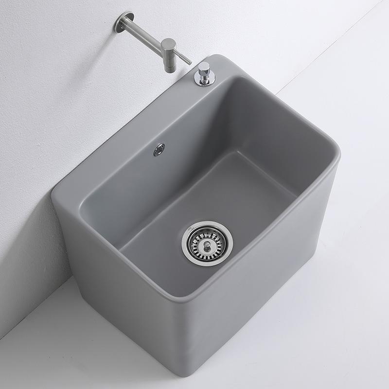 灰黑绿色拖把池陶瓷家用阳台长方形台控拖布池卫生间落地式墩布池