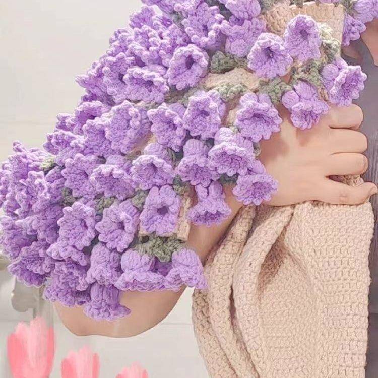 手工针织毯子毛线花束编织简约办公室仿毛线花朵毯子成品
