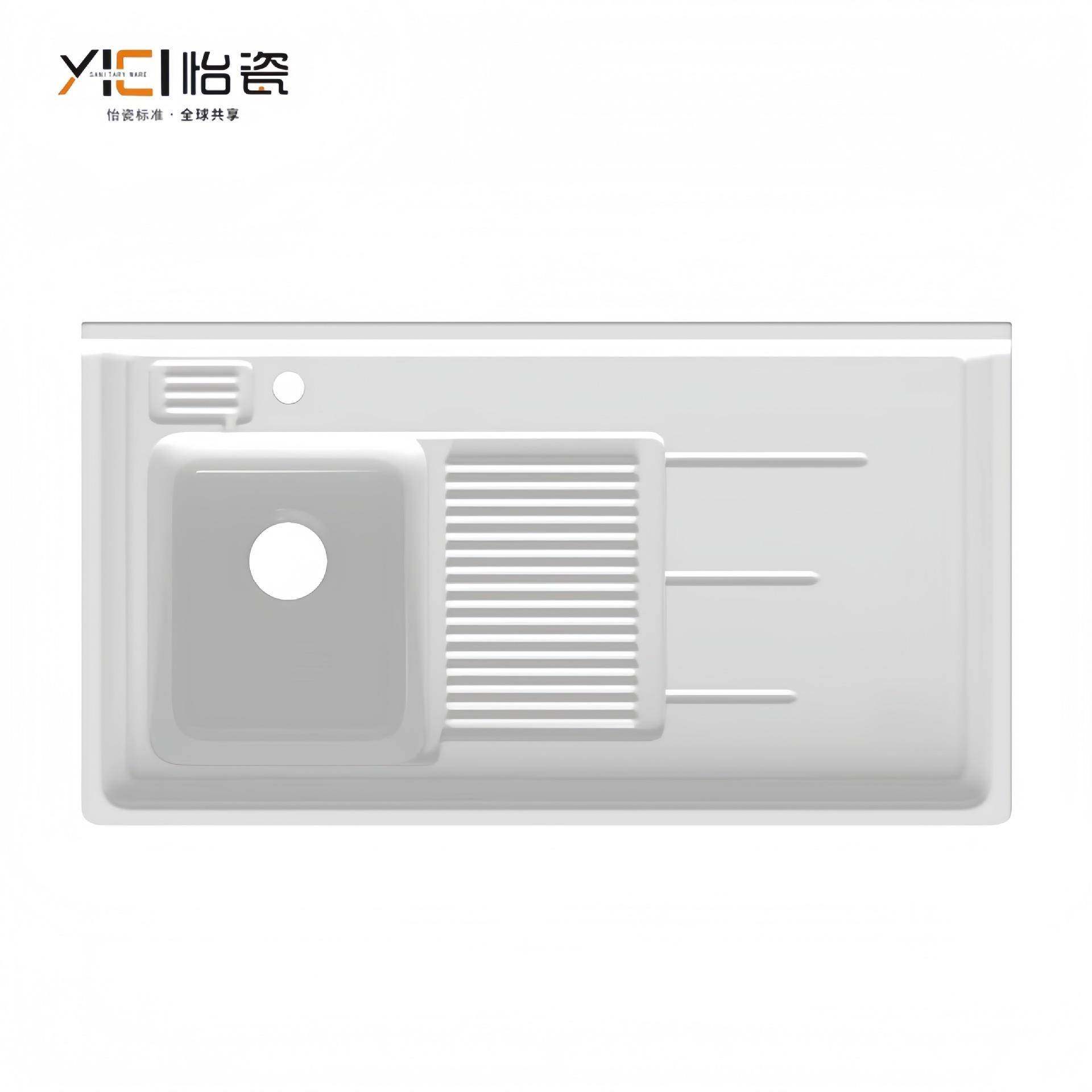 阳台陶瓷洗衣盆洗衣池洗手单盆带搓板水槽台盆一体台面洗衣台单盆