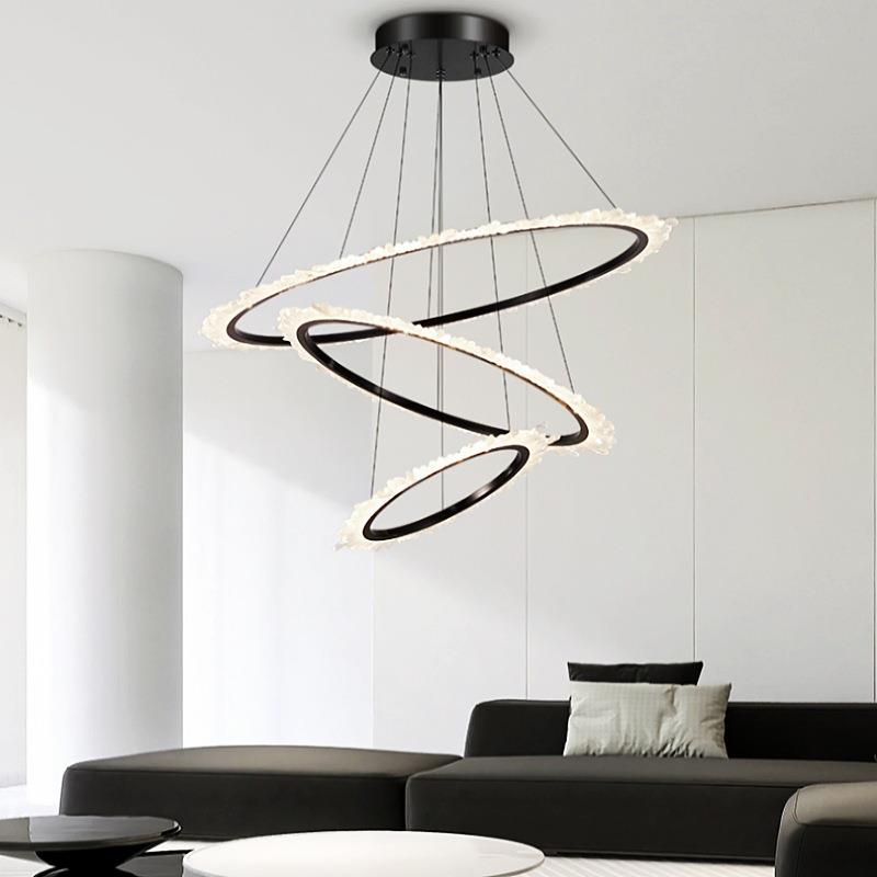 水晶轻奢创意复式楼别墅吊灯现代简约客厅吊灯意式极简大气灯具