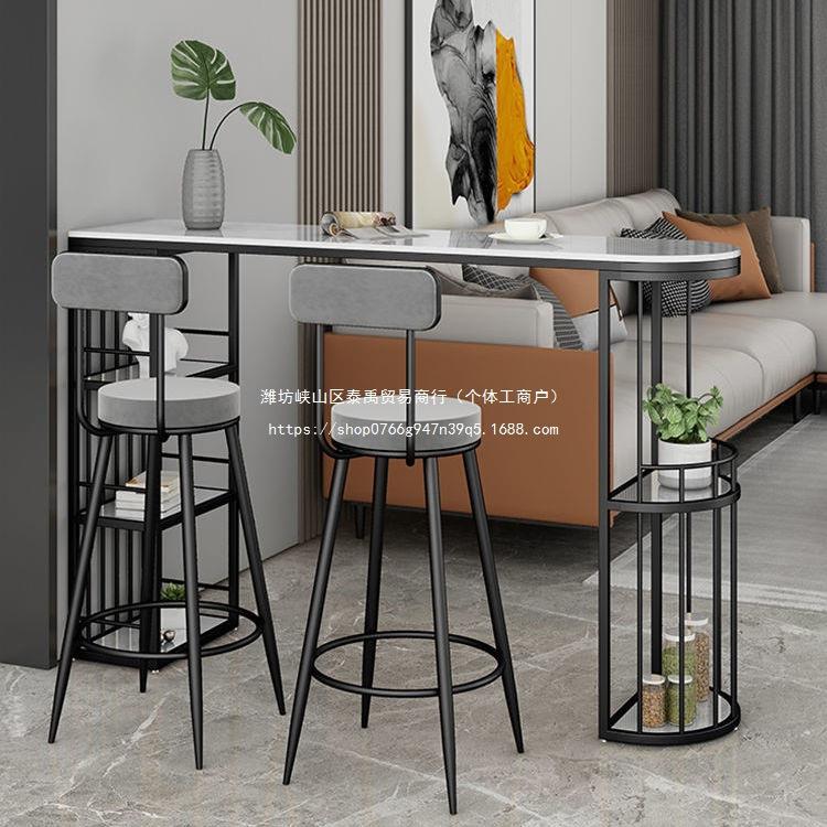 轻奢吧台桌家用小户型客厅玄关吧台隔断柜一体阳台靠墙岩板桌椅