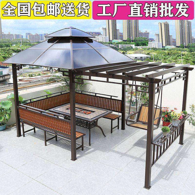 户外凉亭葡萄架秋千亭子爬藤花架组合庭院花园遮雨棚别墅休闲凉亭