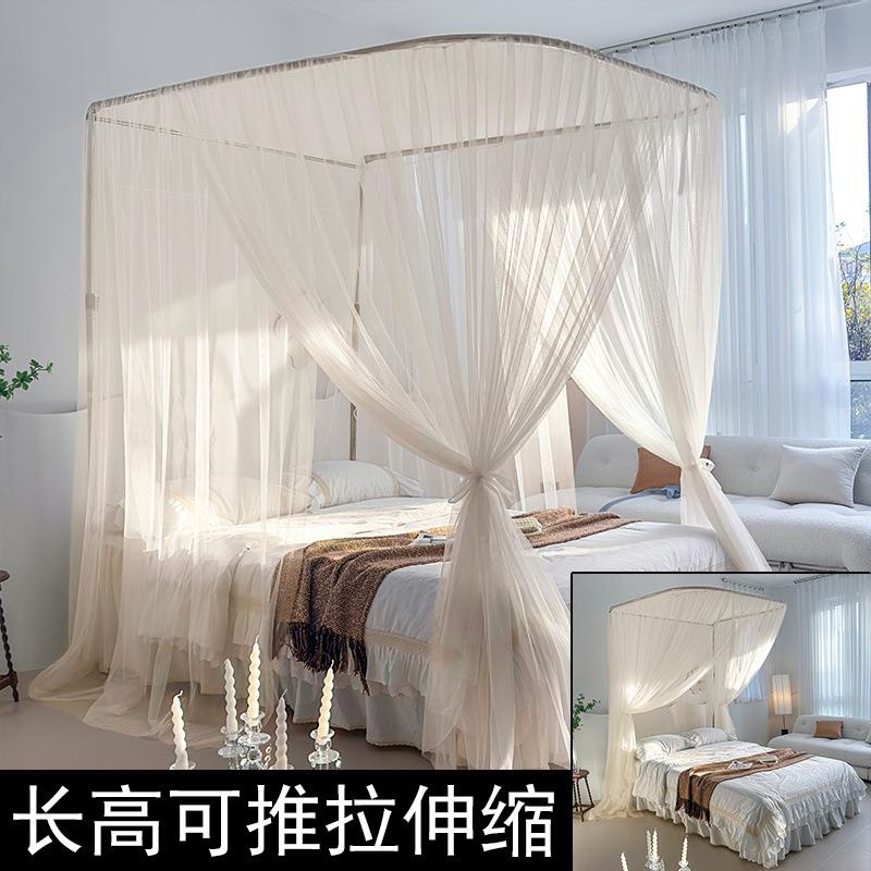 2025新法式简约宫廷蚊帐1.8m床卧室家用三开门落地带支架轻奢睡帐