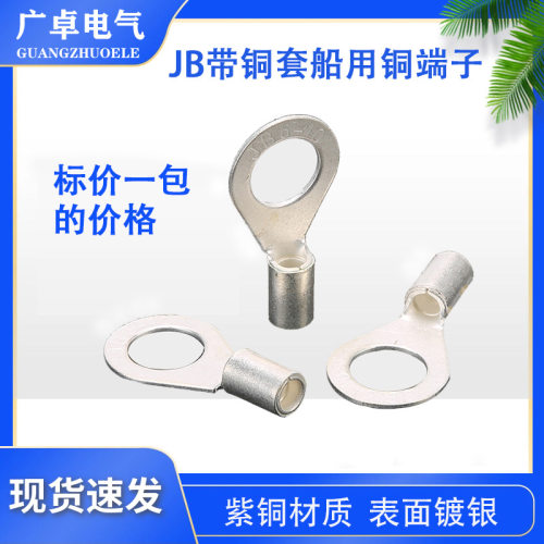 JB带铜套铜鼻子冷压圆型铜端子JB2.5-4船用铜鼻子双层接线口