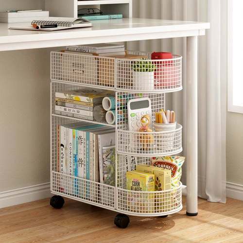 桌下书架落地可移动书桌旁置物架办公桌边学生书本收纳架书柜带轮