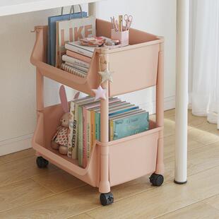 桌下书架办公室书桌旁小推车书包置物架桌面收纳带轮落地收纳架子