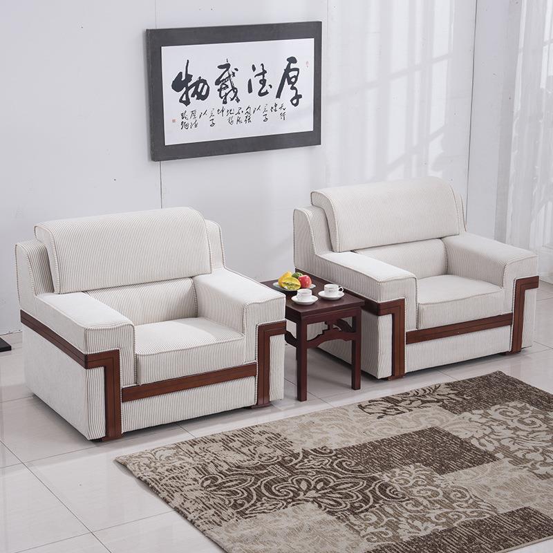 商务会客厅贵宾接待沙发会议室沙发新中式大会堂迎宾室布艺单人位