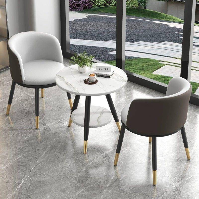 轻奢阳台桌椅三件套网红一桌两椅创意休闲桌简约接待圆桌套装组合