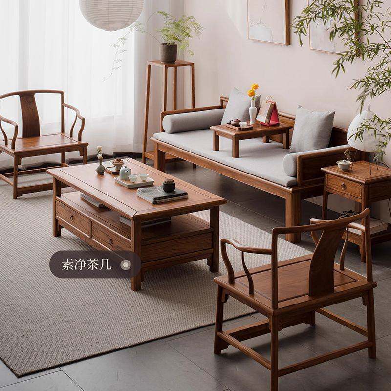 老榆木罗汉床实木两用伸缩实木青卯榻简约纯推拉沙发床客厅新中式