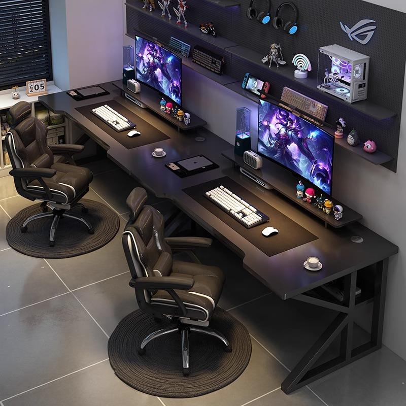 双人电脑桌台式电竞桌椅套装情侣并排卧室家用办公桌子书桌工作台