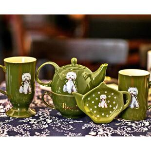 英国harrods哈罗斯陶瓷杯马克杯情侣杯茶壶茶包碟西高地圆碟套装