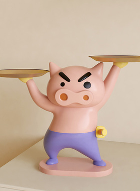 轻奢高档b肥嘟嘟左卫门客厅玄关入户钥匙收纳托盘装饰搬家礼物摆