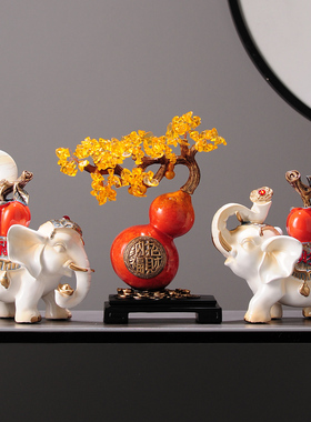 事事如意招财大象摆件柿子玄关客厅电视柜创意家S居装饰品轻奢高
