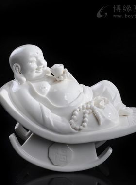 不倒翁陶瓷弥勒可爱把玩陶瓷弥勒摇摇椅工艺品家居办公桌橱柜摆件