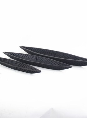 厂家销售手e制碳化黑色船型托盘果盘家居别墅侘寂风赤贫风装饰摆