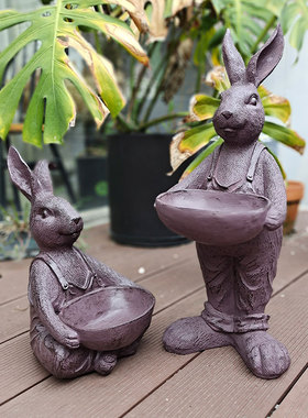 花园装饰摆件兔子花缸园艺杂货创意复G古花盆庭院阳台家居景观布