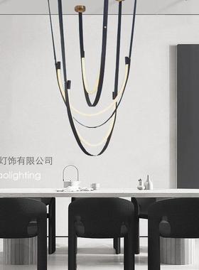 皮吊灯北简皮带D88019客厅约餐厅欧复式楼楼梯间别墅皮带带吊灯