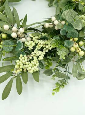 绿色桉树花环春夏季大挂号00147藤圈桉树真浆果花环利尤仿加门复
