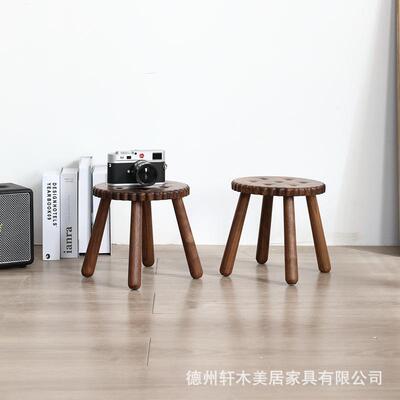 胡桃木饼干小凳25910子家用凳客厅圆矮凳实木鞋换结实童创儿意可