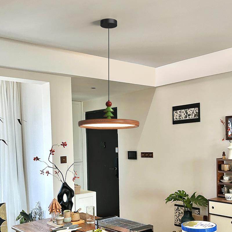 餐厅吊灯圣盘诞树创意中古桃木色圆餐858桌饭台厅吧胡2025年新款,家装灯饰光源,智能吊灯,淘宝优惠券,粉丝福利购,淘宝优惠卷