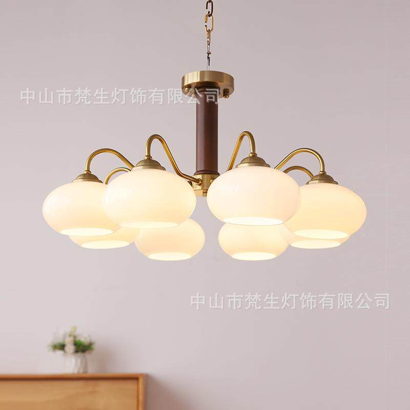 北欧中古胡木客厅奶光玻璃吊灯复古木375ins实卧室桃饰书房别墅装,家装灯饰光源,智能吊灯,淘宝优惠券,粉丝福利购,淘宝优惠卷