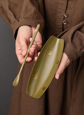 复古铁茶老茶则茶拨大漆点金茶荷茶勺观茶取茶器功夫茶91707道具