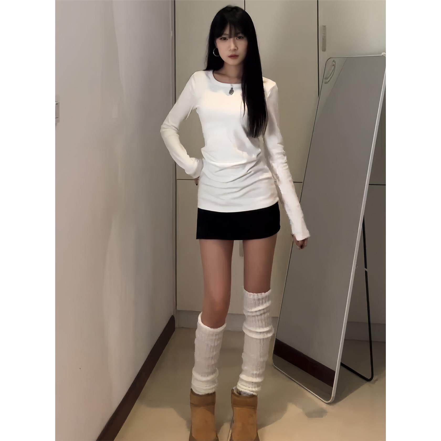 白色加厚德绒内搭打底衫
