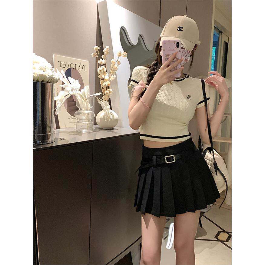 黑色百褶半身短裙女春夏2